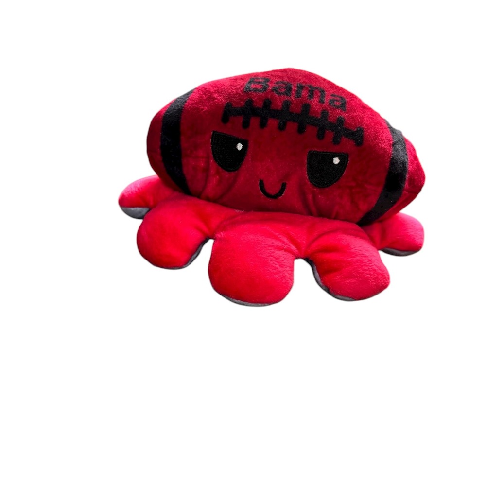 Reversible Bama‎ Football Octopus Plush Stuffed Animal Gray Red